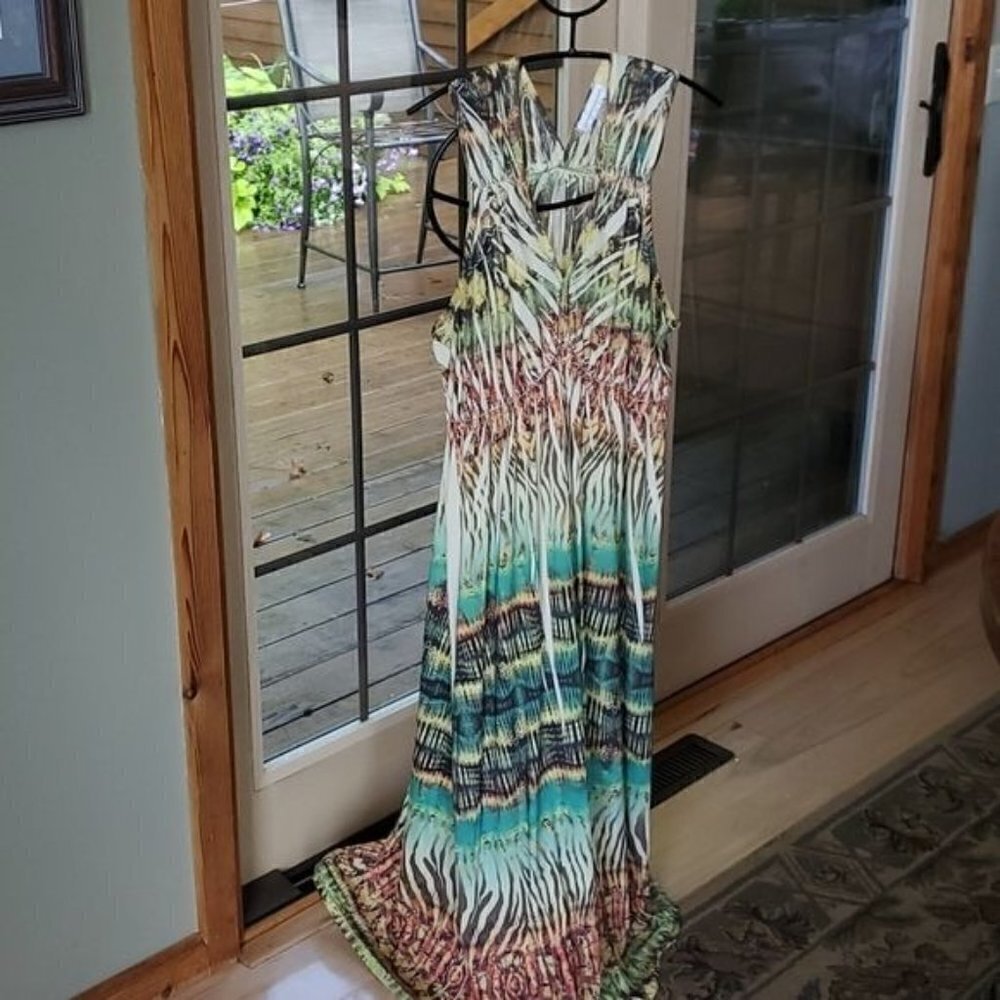 Christopher & Banks Maxi Desert Fall Colored Sunset Burst Maxi Sz. L Dress